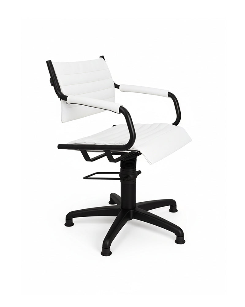 Greiner 59 - white styling chair with black cross base